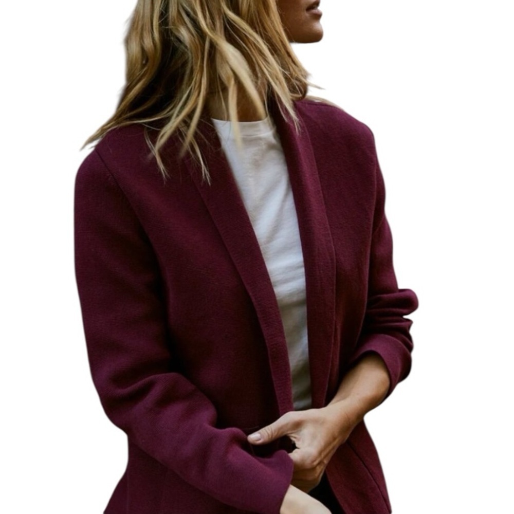 SUMMERSALT Shawl Collar Sweater Blazer Cardigan | Maroon Button Front Pockets XL - Picture 5 of 8